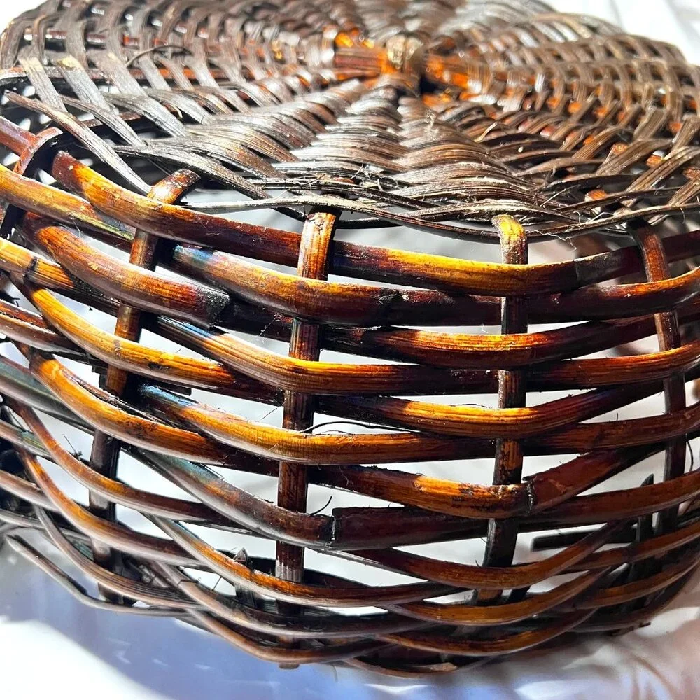 Large Floor Wicker Basket With Handles-!8